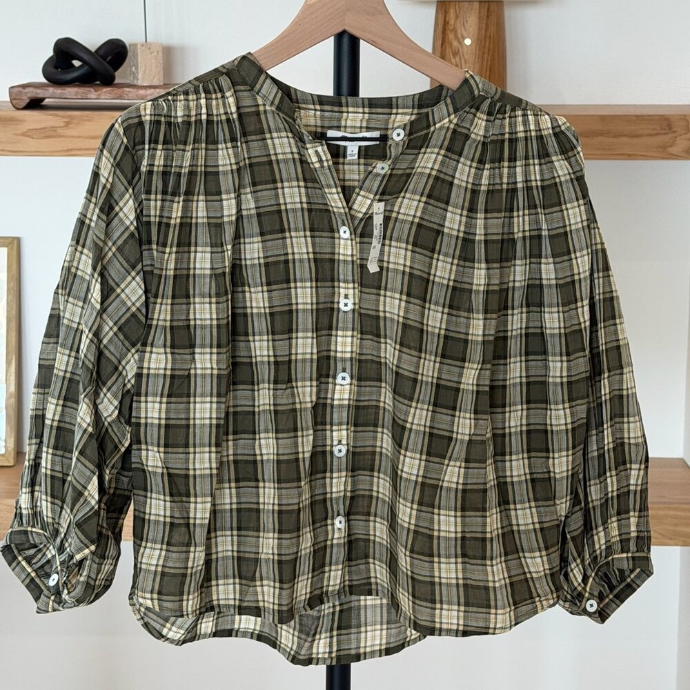 NWT Madewell Balloon-Sleeve Top - Faded Ivy - S